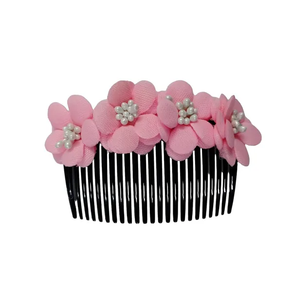 Pink_Floral_Hair_Comb_Pin_Floral_For_Women_And_Girls_Hair