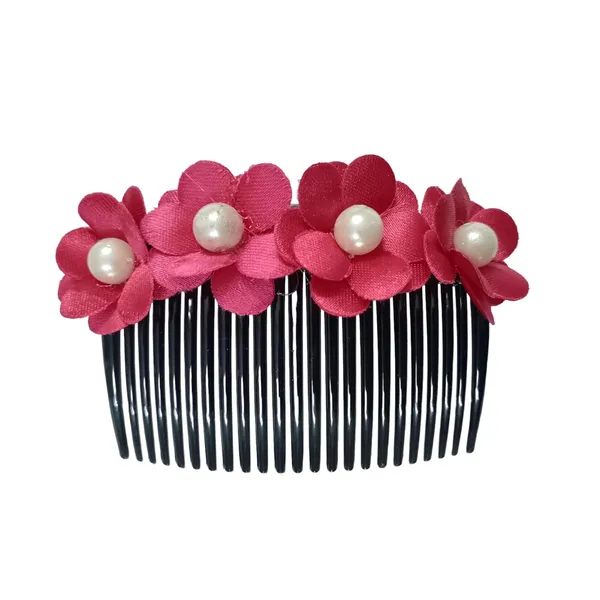 Magenta_Floral_Hair_Comb_Pin_For_Women_And_Girls_Hair