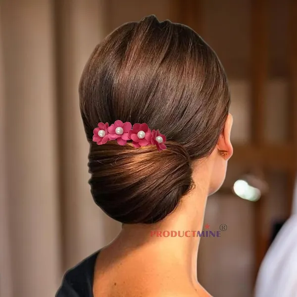 Magenta_Floral_Hair_Comb_Pin_For_Women_And_Girls_Hair