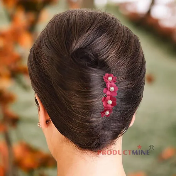 Magenta_Floral_Hair_Comb_Pin_For_Women_And_Girls_Hair