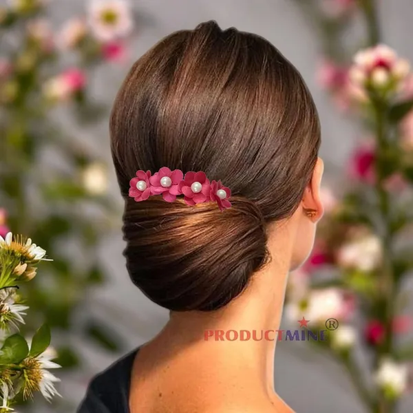 Magenta_Floral_Hair_Comb_Pin_For_Women_And_Girls_Hair