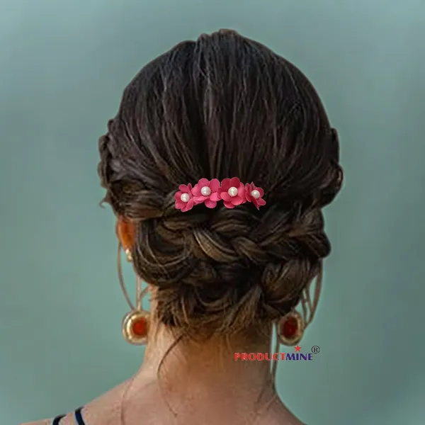 Magenta_Floral_Hair_Comb_Pin_For_Women_And_Girls_Hair