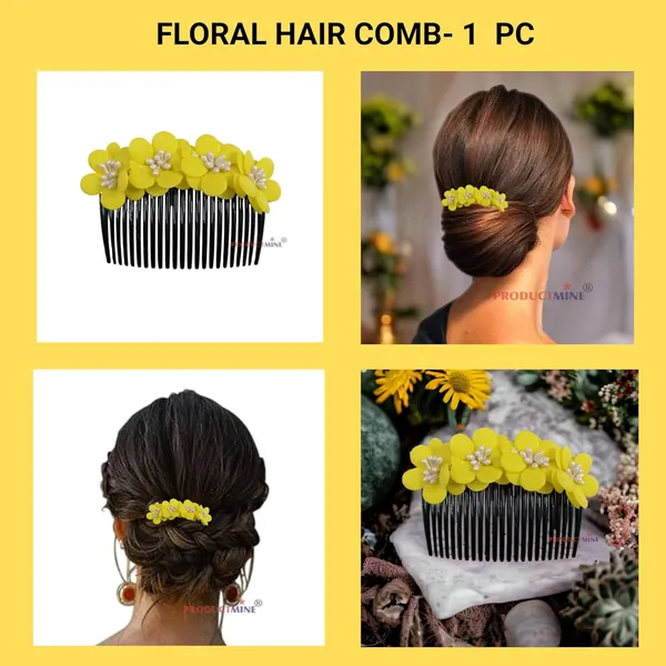 Yellow_Hair_Comb_Flower_Flower_Pin_Floral_For_Women_And_Girls_Hair