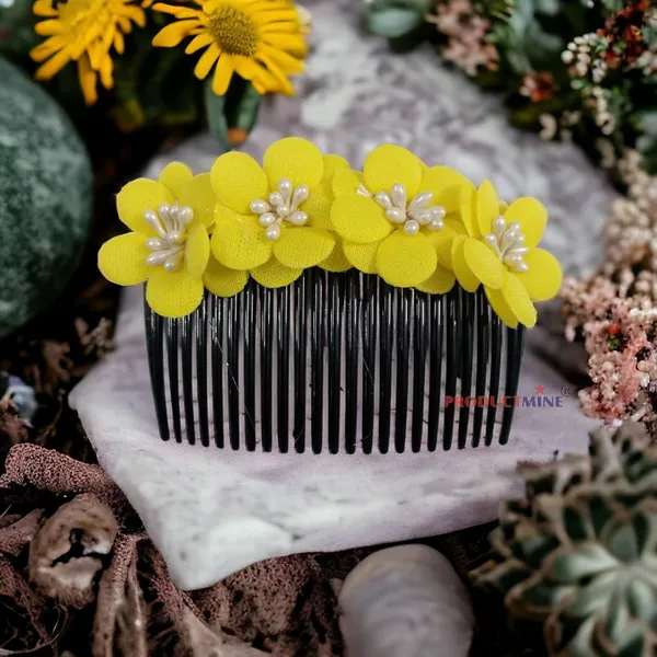 Yellow_Hair_Comb_Flower_Flower_Pin_Floral_For_Women_And_Girls_Hair