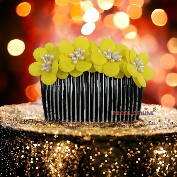 Yellow_Hair_Comb_Flower_Flower_Pin_Floral_For_Women_And_Girls_Hair