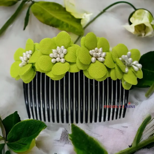 Green_Floral_Hair_Comb_Pin_Floral_For_Women_And_Girls_Hair