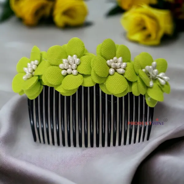 Green_Floral_Hair_Comb_Pin_Floral_For_Women_And_Girls_Hair