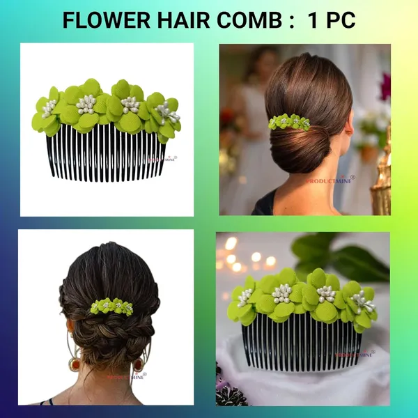 Green_Floral_Hair_Comb_Pin_Floral_For_Women_And_Girls_Hair