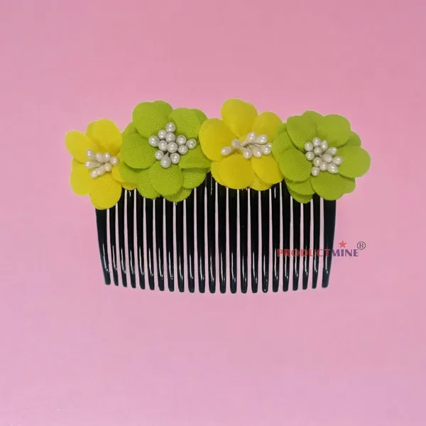 Yellow_And_Green_Floral_Hair_Comb_Pin_Floral_For_Women_And_Girls_Hair