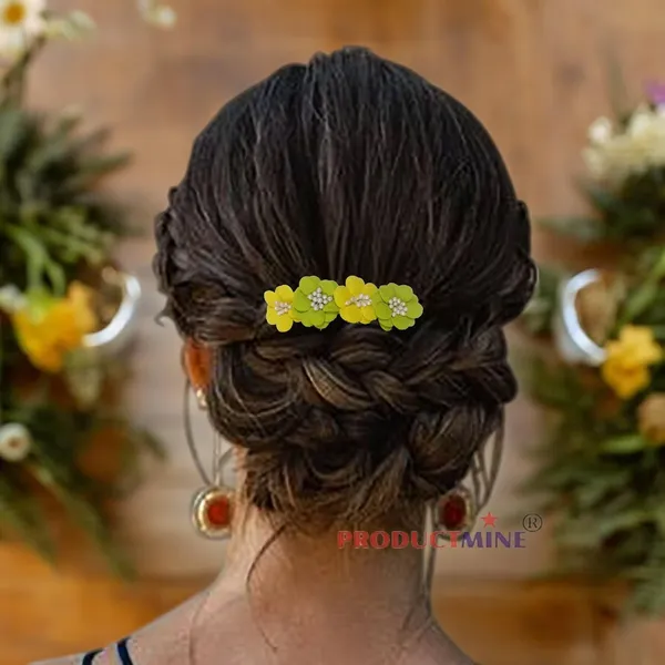 Yellow_And_Green_Floral_Hair_Comb_Pin_Floral_For_Women_And_Girls_Hair