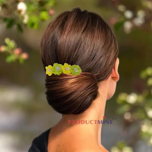 Yellow_And_Green_Floral_Hair_Comb_Pin_Floral_For_Women_And_Girls_Hair