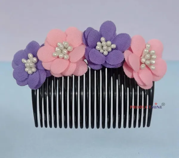 Pink_And_Purple_Floral_Hair_Comb_Pin_Floral_For_Women_And_Girls_Hair