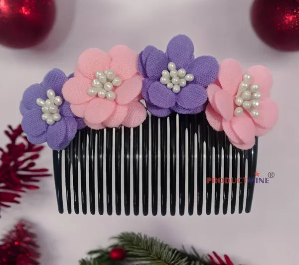 Pink_And_Purple_Floral_Hair_Comb_Pin_Floral_For_Women_And_Girls_Hair
