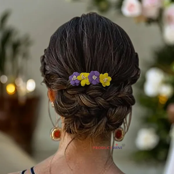 Yellow_And_Purple_Floral_Hair_Comb_Pin_For_Women_And_Girls_Hair