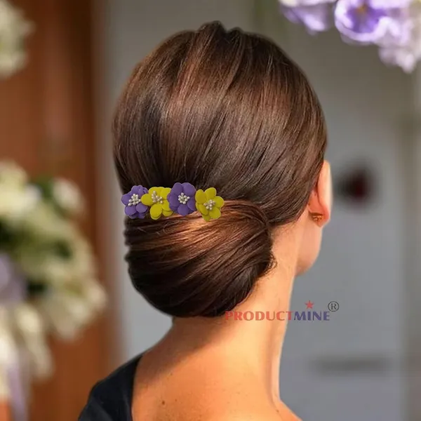 Yellow_And_Purple_Floral_Hair_Comb_Pin_For_Women_And_Girls_Hair