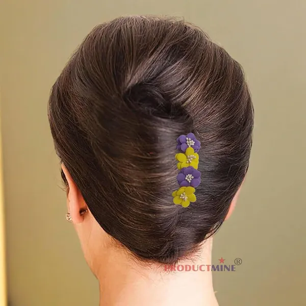 Yellow_And_Purple_Floral_Hair_Comb_Pin_For_Women_And_Girls_Hair