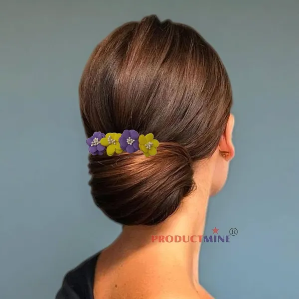 Yellow_And_Purple_Floral_Hair_Comb_Pin_For_Women_And_Girls_Hair