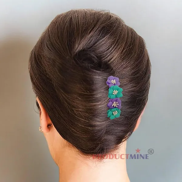 Purple_And_Turquoise_Green_Hair_Comb_Pin_Floral_For_Women_And_Girls_Hair