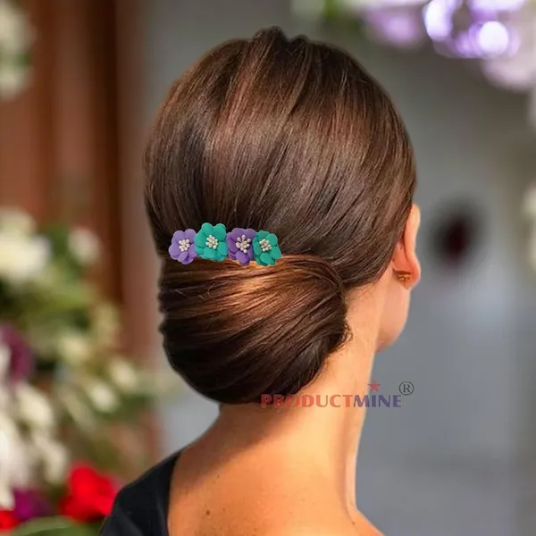 Purple_And_Turquoise_Green_Hair_Comb_Pin_Floral_For_Women_And_Girls_Hair