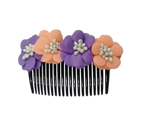 Purple_And_Peach_Floral_Hair_Comb_Pin_Floral_For_Women_And_Girls_Hair
