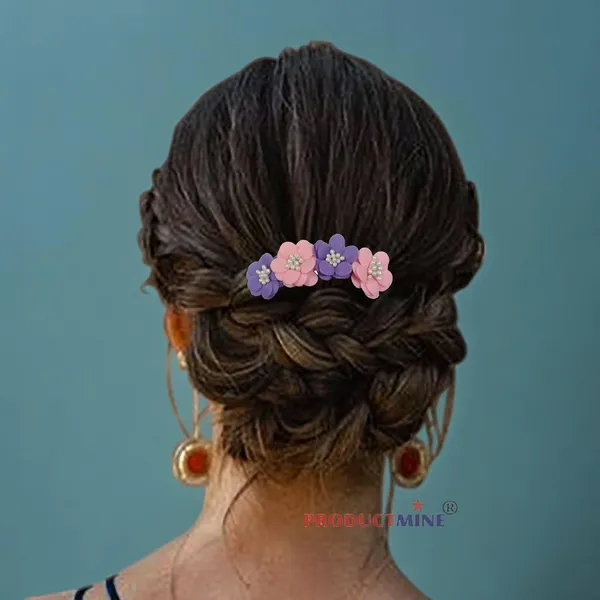 Purple_And_Peach_Floral_Hair_Comb_Pin_Floral_For_Women_And_Girls_Hair