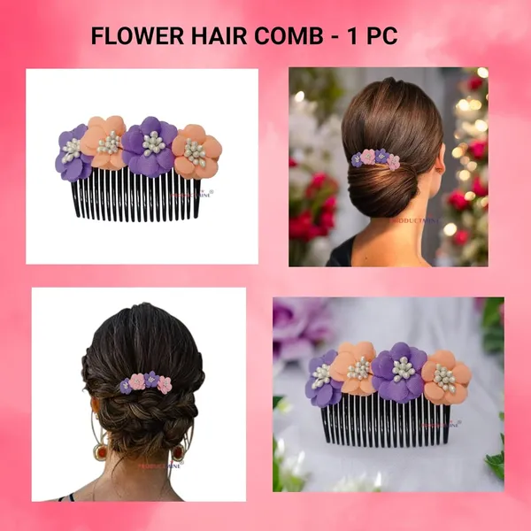 Purple_And_Peach_Floral_Hair_Comb_Pin_Floral_For_Women_And_Girls_Hair