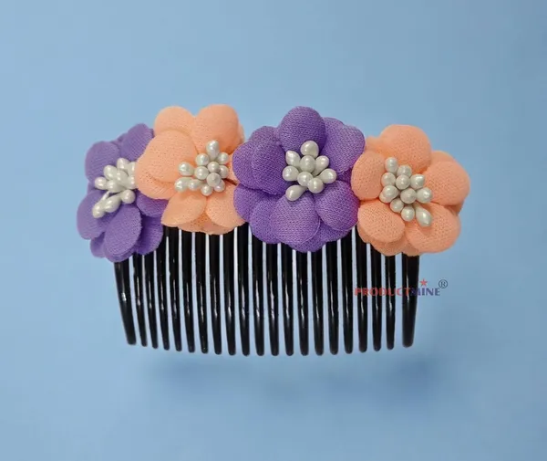 Purple_And_Peach_Floral_Hair_Comb_Pin_Floral_For_Women_And_Girls_Hair