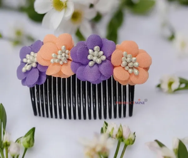 Purple_And_Peach_Floral_Hair_Comb_Pin_Floral_For_Women_And_Girls_Hair