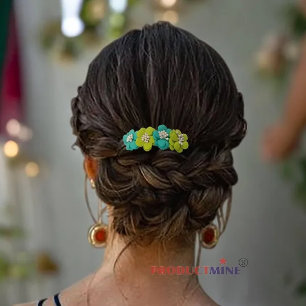Green_And_Turquoise_Green_Floral_Hair_Comb_Pin_For_Women_And_Girls_Hair