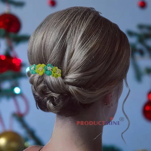 Green_And_Turquoise_Green_Floral_Hair_Comb_Pin_For_Women_And_Girls_Hair