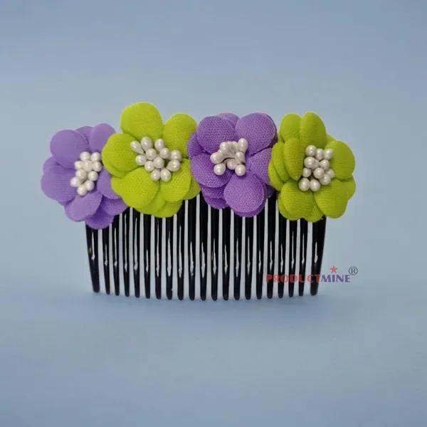 Purple_And_Green_Floral_Hair_Comb_Pin_Floral_For_Women_And_Girls_Hair