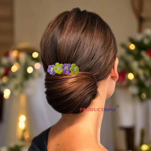 Purple_And_Green_Floral_Hair_Comb_Pin_Floral_For_Women_And_Girls_Hair