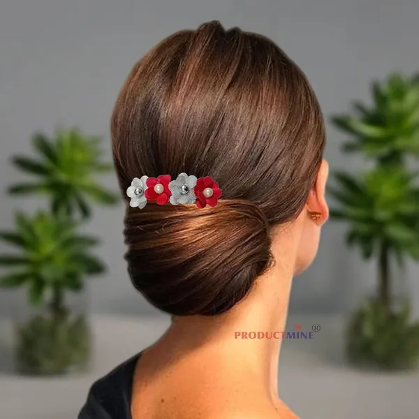 Silver_And_Magenta_Pink_Floral_Hair_Comb_Pin_Floral_For_Women_And_Girls_Hair