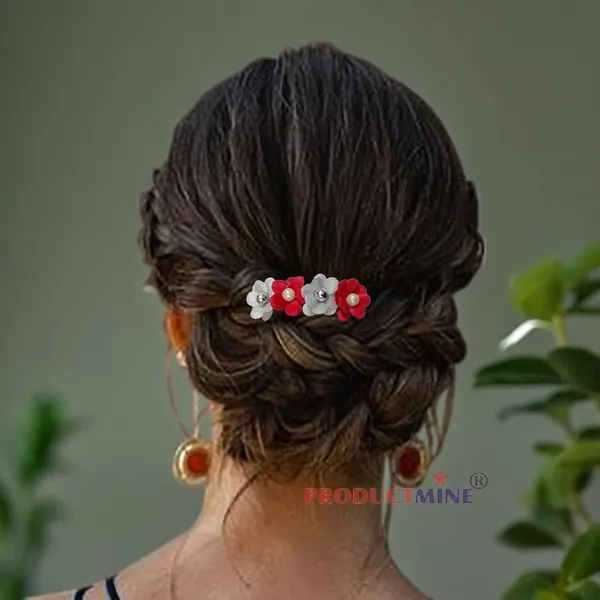Silver_And_Magenta_Pink_Floral_Hair_Comb_Pin_Floral_For_Women_And_Girls_Hair