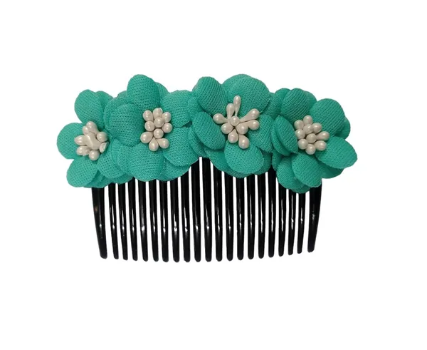 Tuquoise_Green_Floral_Hair_Comb_Pin_Floral_For_Women_And_Girls_Hair