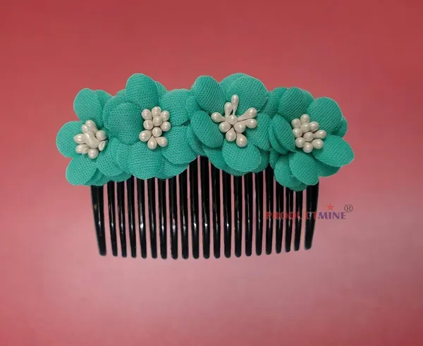 Tuquoise_Green_Floral_Hair_Comb_Pin_Floral_For_Women_And_Girls_Hair