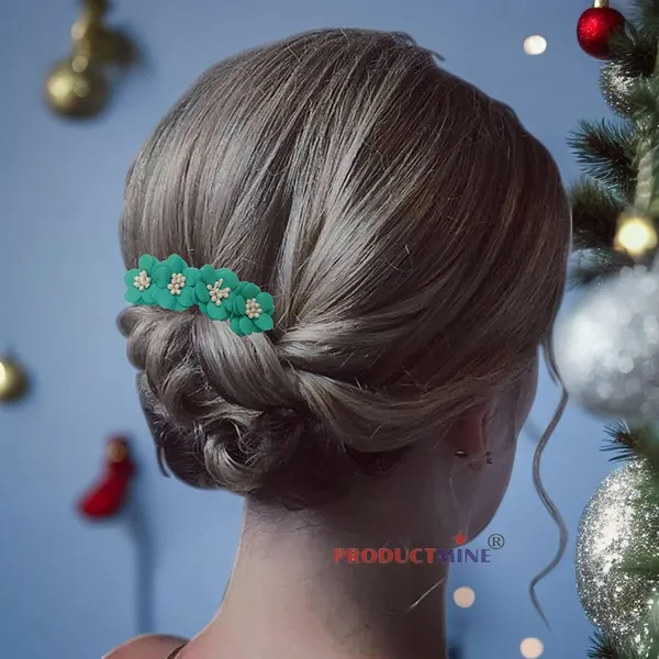 Tuquoise_Green_Floral_Hair_Comb_Pin_Floral_For_Women_And_Girls_Hair