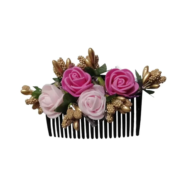 Dark_Pink_And_Baby_Pink_Floral_Hair_Comb_Pin_For_Women_And_Girls_Hair