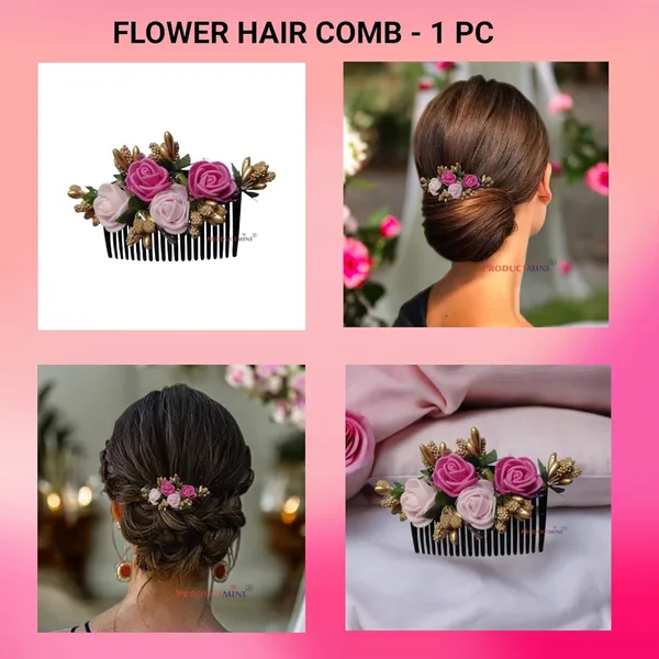 Dark_Pink_And_Baby_Pink_Floral_Hair_Comb_Pin_For_Women_And_Girls_Hair