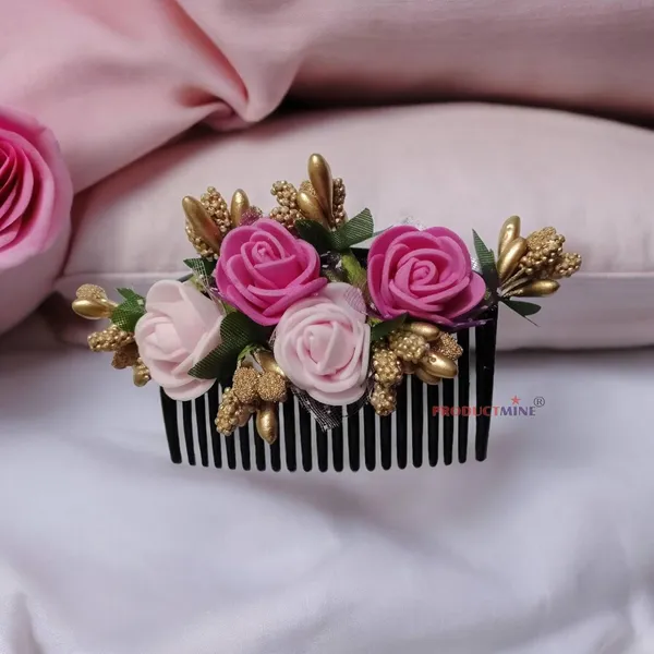 Dark_Pink_And_Baby_Pink_Floral_Hair_Comb_Pin_For_Women_And_Girls_Hair