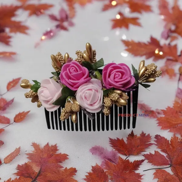 Dark_Pink_And_Baby_Pink_Floral_Hair_Comb_Pin_For_Women_And_Girls_Hair