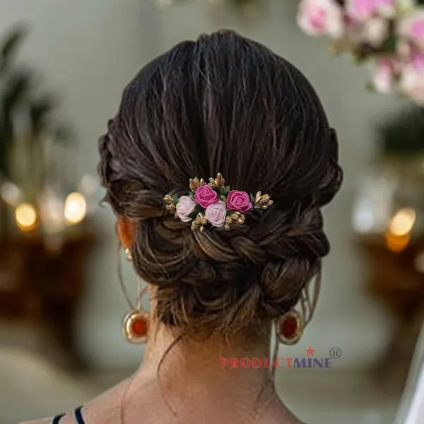 Dark_Pink_And_Baby_Pink_Floral_Hair_Comb_Pin_For_Women_And_Girls_Hair