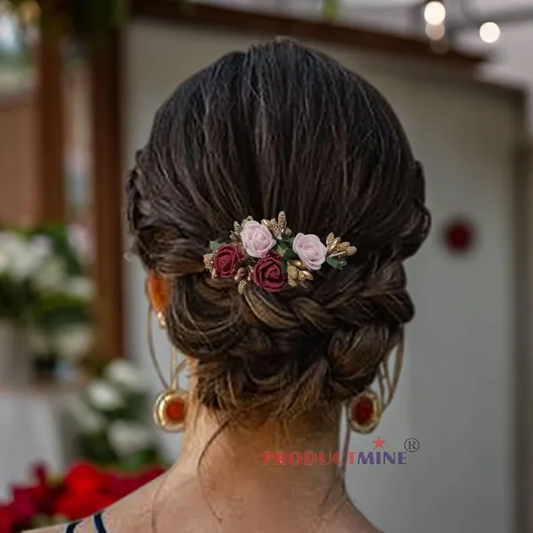 Pink_And_Maroon_Floral_Hair_Comb_Pin_Floral_For_Women_And_Girls_Hair