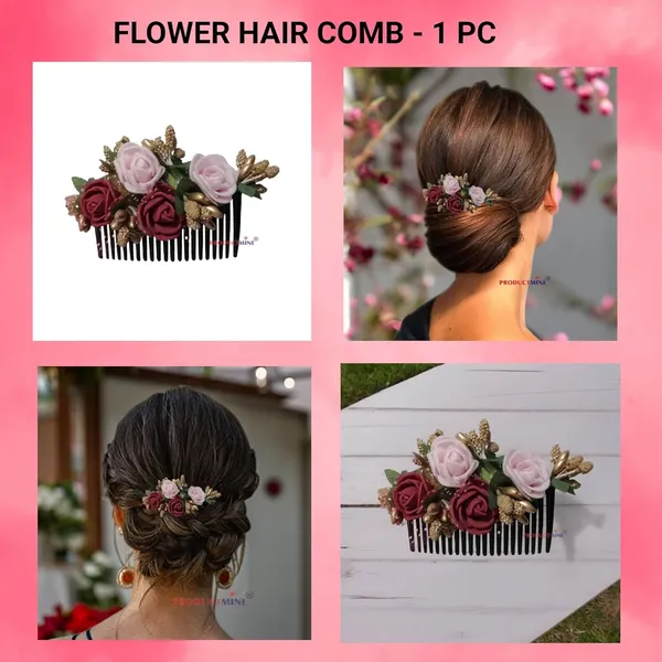 Pink_And_Maroon_Floral_Hair_Comb_Pin_Floral_For_Women_And_Girls_Hair