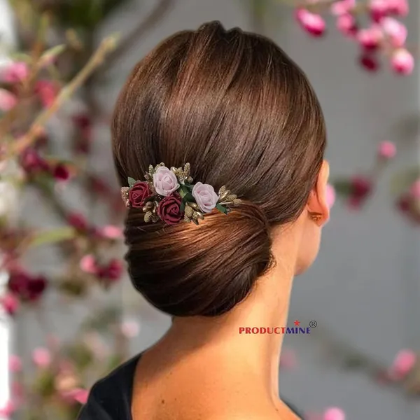 Pink_And_Maroon_Floral_Hair_Comb_Pin_Floral_For_Women_And_Girls_Hair