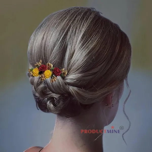 Maroon_And_Yellow_Floral_Hair_Comb_Pin_Floral_For_Women_And_Girls_Hair