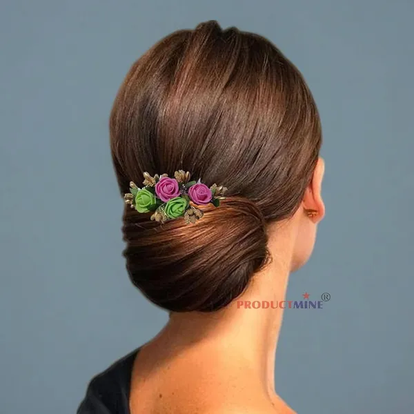 Pink_And_Green_Floral_Hair_Comb_Pin_Floral_For_Women_And_Girls_Hair