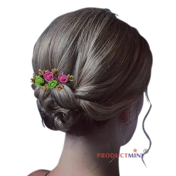Pink_And_Green_Floral_Hair_Comb_Pin_Floral_For_Women_And_Girls_Hair