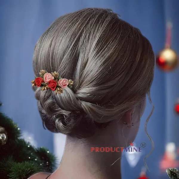 Red_And_Peach_Floral_Hair_Comb_Pin_Floral_For_Women_And_Girls_Hair