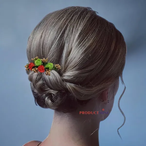Red_&_Green_Floral_Hair_Comb_Pin_Floral_For_Women_And_Girls_Hair
